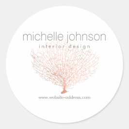 Faux Roos Goud Zee Fan Koraal Ronde Sticker