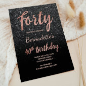 Faux roos goud zwart glitter 40ste Verjaardag Kaart