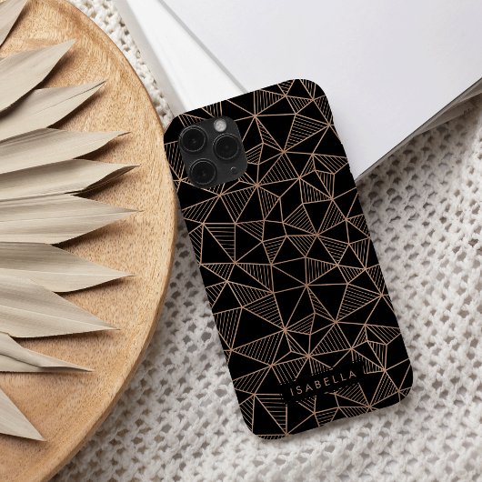 Faux Roos Goud & Zwart Modern Geometrisch Case-Mate iPhone Case