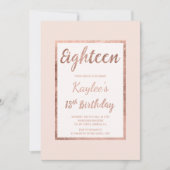 Faux roos goudbruin roze elegant 18e verjaardag kaart (Voorkant)