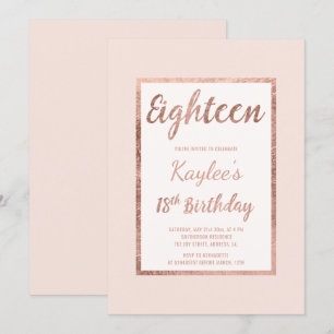 Faux roos goudbruin roze elegant 18e verjaardag kaart