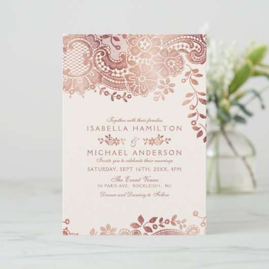 Faux roos goudelegant  bruinbruis kaart (Staand voorkant)