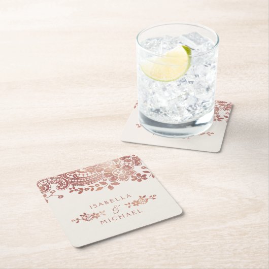 Faux roos goudelegant  bruinbruis kartonnen onderzetters (Insitu)