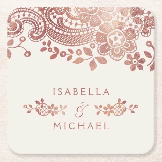 Faux roos goudelegant  bruinbruis kartonnen onderzetters (Voorkant)