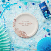 Faux roos goudelegant  bruinbruis papieren bordje (Feest)