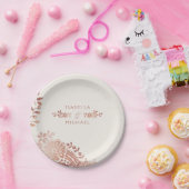 Faux roos goudelegant  bruinbruis papieren bordje (Feest)