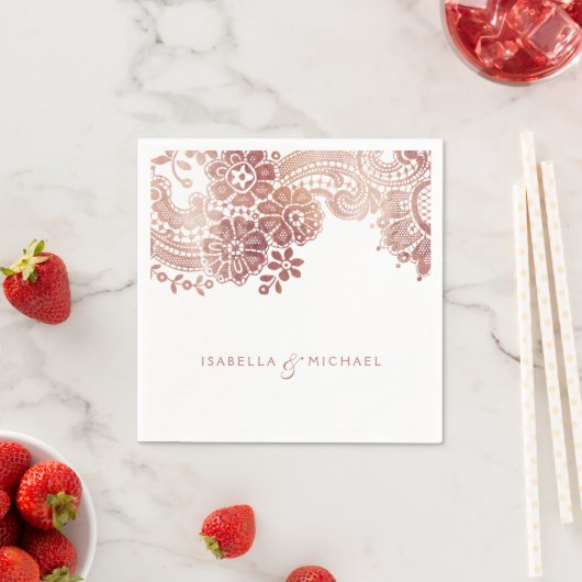 Faux roos goudelegant  bruinbruis servetten (Insitu)