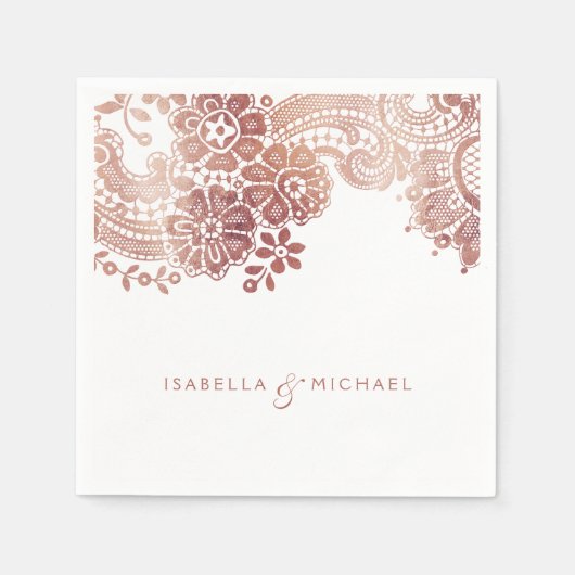 Faux roos goudelegant  bruinbruis servetten (Voorkant)