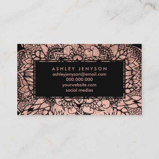 Faux roos gouden boho bloemen mandala massage visitekaartje (Achterkant)