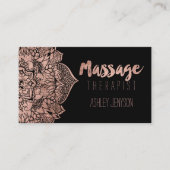 Faux roos gouden boho bloemen mandala massage visitekaartje (Voorkant)