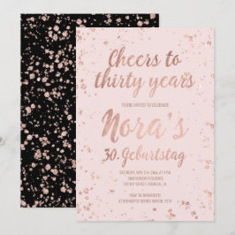 Faux roos gouden confetti blush dertig 30ste verja kaart
