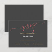 Faux Roos gouden folie bruiloft ontwerp RSVP Kaartje (Voorkant / Achterkant)