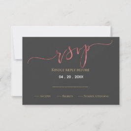 Faux Roos gouden folie bruiloft ontwerp RSVP Kaartje