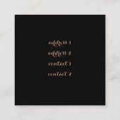 Faux roos gouden folie decor vierkante visitekaartje (Achterkant)