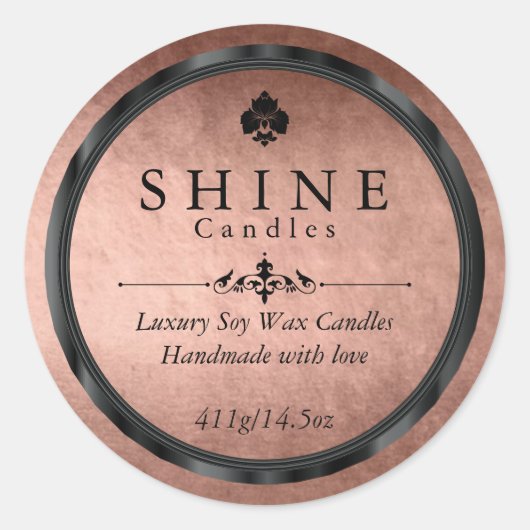 Faux Roos Gouden Folie en Zwarte Etiketten (Voorkant)