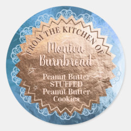 Faux roos gouden folie kant uit de keuken van ronde sticker