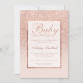 Faux roos gouden glitter elegant chic Baby shower Kaart (Voorkant)