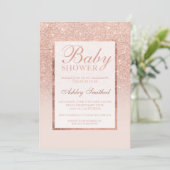 Faux roos gouden glitter elegant chic Baby shower Kaart (Staand voorkant)