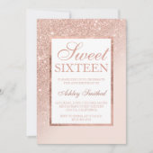 Faux roos gouden glitter elegante chique Sweet 16 Kaart (Voorkant)