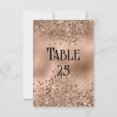 Faux Roos Gouden Glitter & Folie Trouwtafel Nummer Kaart (Achterkant)