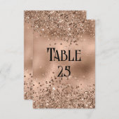 Faux Roos Gouden Glitter & Folie Trouwtafel Nummer Kaart (Voorkant / Achterkant)