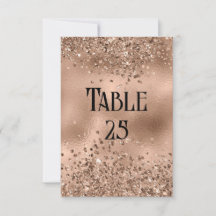 Faux Roos Gouden Glitter & Folie Trouwtafel Nummer