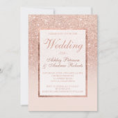 Faux roos gouden glitter lijst elegante chique bru kaart (Voorkant)