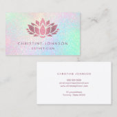 Faux roos gouden glitter lotusbloem visitekaartje (Voorkant / Achterkant)