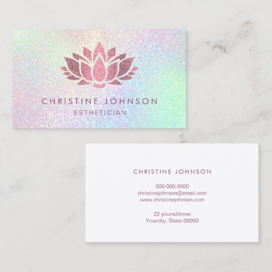 Faux roos gouden glitter lotusbloem visitekaartje (Voorkant / Achterkant)