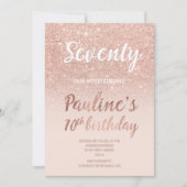 Faux roos gouden glitter ombre 70ste verjaardag kaart (Voorkant)