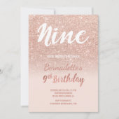 Faux roos gouden glitter ombre negen Verjaardag Kaart (Voorkant)