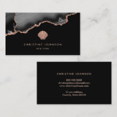 faux roos gouden glitter schelp visitekaartje (Voorkant / Achterkant)