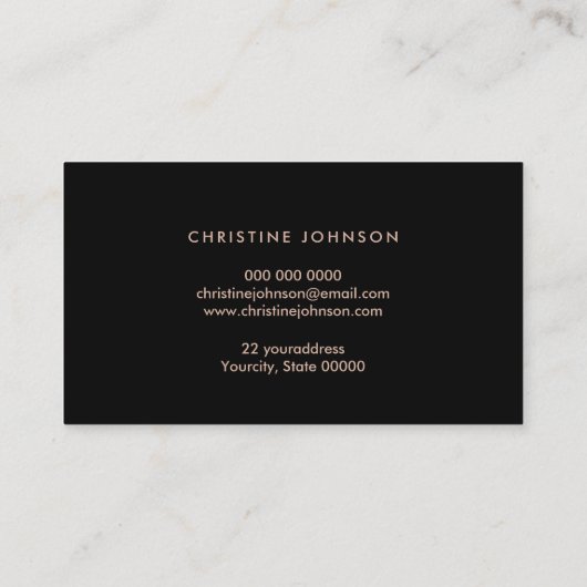 faux roos gouden glitter schelp visitekaartje (Achterkant)