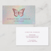 Faux roos gouden glitter vlinder visitekaartje (Voorkant / Achterkant)