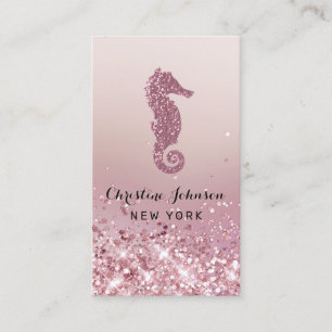 Faux roos Gouden Glitter Zeepaardje logo Visitekaartje