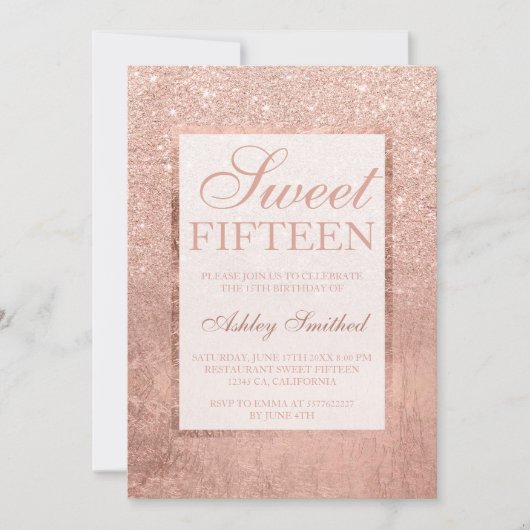 Faux roos gouden glitterblad elegant chique Sweet  Kaart (Voorkant)