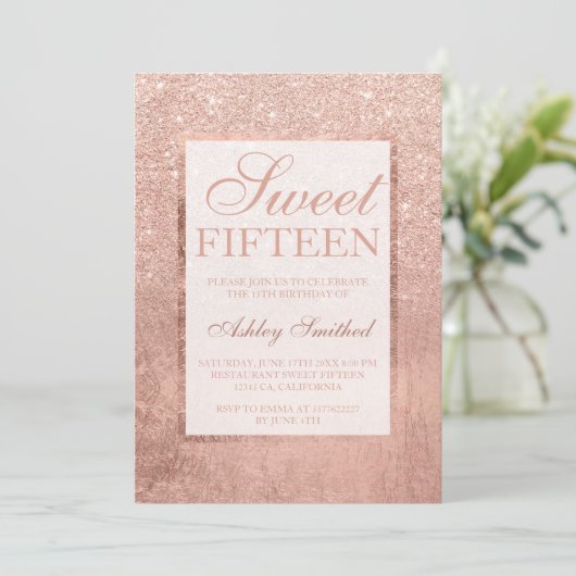 Faux roos gouden glitterblad elegant chique Sweet Kaart (Staand voorkant)