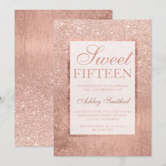 Faux roos gouden glitterblad elegant chique Sweet  Kaart (Voorkant / Achterkant)