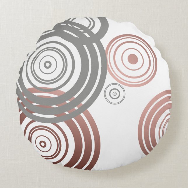 faux - roos gouden grijze geometrische cirkels rond kussen (Voorkant)