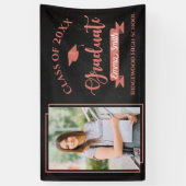 Faux Roos Gouden Klasse van 2025 Foto Afstuderen Spandoek (Verticaal)