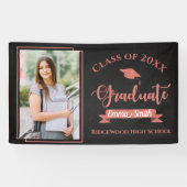 Faux Roos Gouden Klasse van 2025 Foto Afstuderen Spandoek (Horizontaal)