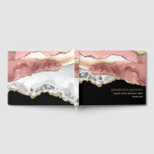 Faux roos gouden levendige chique edelsteen geode  gastenboek (Volledig)