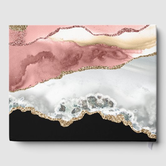 Faux roos gouden levendige chique edelsteen geode  gastenboek (Achterkant)