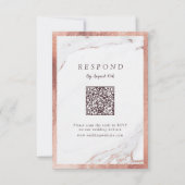 Faux roos gouden marmer luxe moderne QR-code RSVP Kaartje (Voorkant)