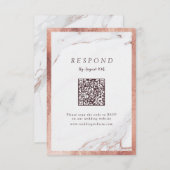 Faux roos gouden marmer luxe moderne QR-code RSVP Kaartje (Voorkant / Achterkant)