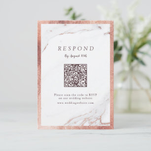 Faux roos gouden marmer luxe moderne QR-code RSVP Kaartje