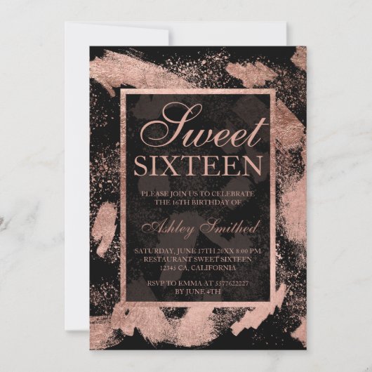 Faux roos gouden penseelstreken splatter chique Sw Kaart (Voorkant)