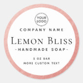 Faux roos gouden rand rond productlabel ronde sticker (Voorkant)