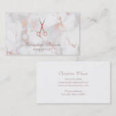 Faux roos gouden schaar marmeren make-up artist visitekaartje (Voorkant / Achterkant)