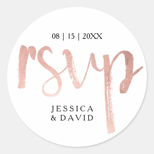Faux Roos goudfolie RSVP Ronde Sticker (Voorkant)